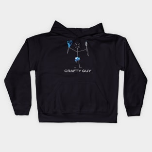 Funny Mens Crafty Guy Illustrated Kids Hoodie